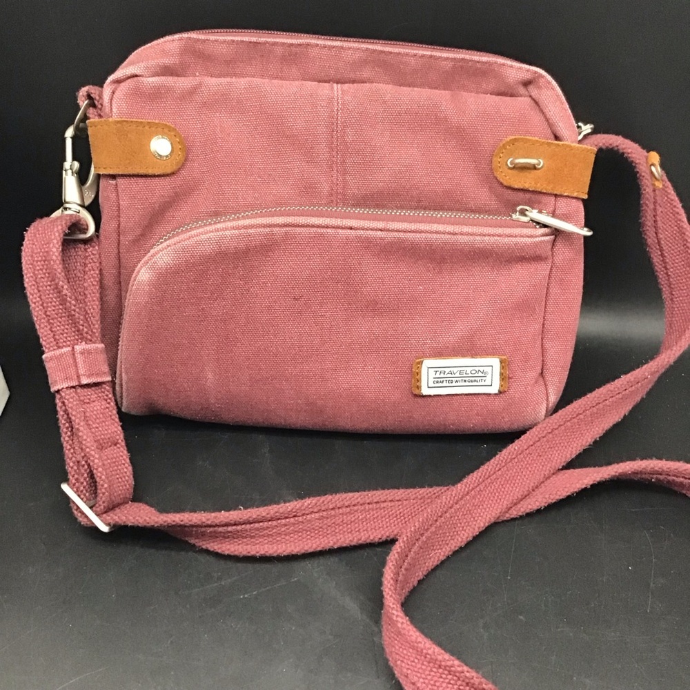 Travelon Maroon Crossbody Bag with Tan Accents